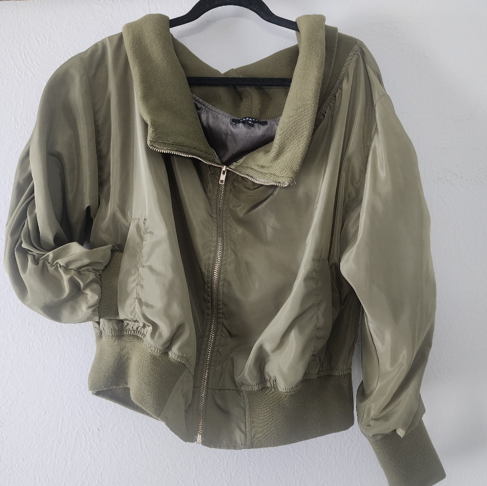 Papaya Vintage Stand Collar Bomber Jacket